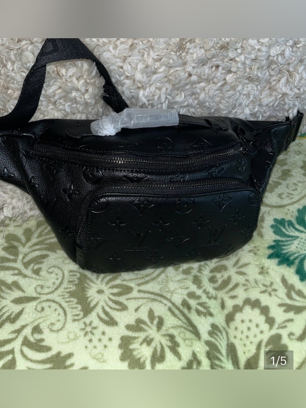 😍Monogram  Fashion Bag Black . Black Embossed Women's Bag Guitar strap